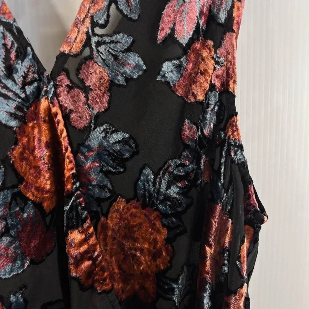 Free People Tied To You Floral Velvet Top Size Small Sheer Boho Festival